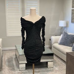 Off the shoulder sparkly black dress ( size small)
